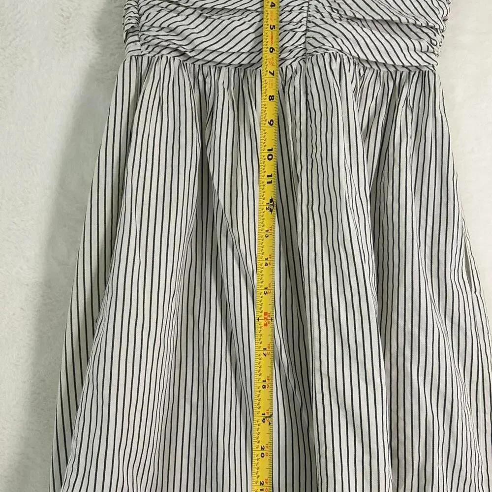Aryn K Black White Striped Strapless Ruched‎ Mini Dress with Pockets Size Small